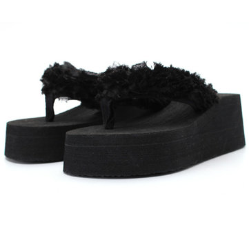 & tongs plateforme talon compensé fleurs en dentelle plage d'été pantoufle